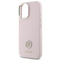 Etui Guess Silicone Logo Strass 4G na iPhone 16 - jasnoróżowe