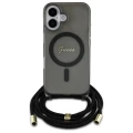 Etui Guess Crossbody Cord Script MagSafe na iPhone 16 - czarne