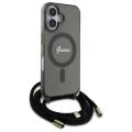 Etui Guess Crossbody Cord Script MagSafe na iPhone 16 - czarne
