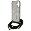 Etui Guess Crossbody Cord Script MagSafe na iPhone 16 - czarne