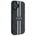Etui Guess 4G Printed Stripes MagSafe na iPhone 16 - czarne