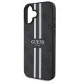 Etui Guess 4G Printed Stripes MagSafe na iPhone 16 - czarne