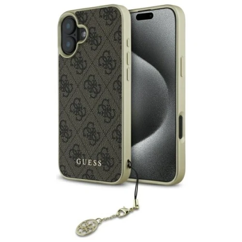 Etui Guess 4G Charms Collection na iPhone 16 - brązowe