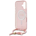 Etui Guess Crossbody Cord Script MagSafe na iPhone 16 - różowe