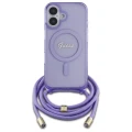 Etui Guess Crossbody Cord Script MagSafe na iPhone 16 - fioletowe
