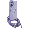 Etui Guess Crossbody Cord Script MagSafe na iPhone 16 - fioletowe