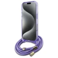 Etui Guess Crossbody Cord Script MagSafe na iPhone 16 - fioletowe