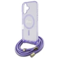 Etui Guess Crossbody Cord Script MagSafe na iPhone 16 - fioletowe