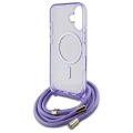Etui Guess Crossbody Cord Script MagSafe na iPhone 16 - fioletowe