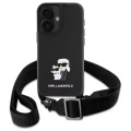 Etui Karl Lagerfeld Saffiano Karl&Choupette Metal Pin CBDY Strap na iPhone 16 - czarne