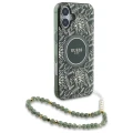 Etui Guess IML Flowers Allover Electro With Pearl Strap MagSafe na iPhone 16 - zielone