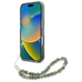Etui Guess IML Flowers Allover Electro With Pearl Strap MagSafe na iPhone 16 - zielone