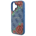 Etui Guess 4G Flowers Print MagSafe na iPhone 16 6.1" - niebieskie