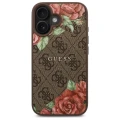 Etui Guess 4G Flowers Print MagSafe na iPhone 16 6.1" - brązowe