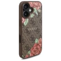Etui Guess 4G Flowers Print MagSafe na iPhone 16 6.1" - brązowe