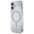 Etui Guess HC Resin Bottom Glitter MagSafe na iPhone 16 - srebrne