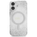 Etui Guess HC Resin Bottom Glitter MagSafe na iPhone 16 - srebrne