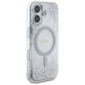 Etui Guess HC Resin Bottom Glitter MagSafe na iPhone 16 - srebrne