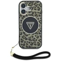 Etui Guess HC IML Leopard Triangle Cord Strap MagSafe do iPhone 16  - brązowe