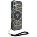 Etui Guess HC IML Leopard Triangle Cord Strap MagSafe do iPhone 16  - brązowe