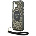 Etui Guess HC IML Leopard Triangle Cord Strap MagSafe do iPhone 16  - brązowe