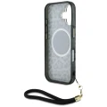 Etui Guess HC IML Leopard Triangle Cord Strap MagSafe do iPhone 16 - czarne