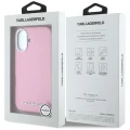 Etui Karl Lagerfeld Saffiano Full Wrapped Elongated Metal Logo MagSafe na iPhone 16 - różowe