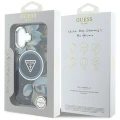 Etui Guess Glitter Flowers Triangle Buttons MagSafe do iPhone 16 czarny