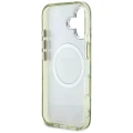 Etui Guess Glitter Flowers Triangle Buttons MagSafe do iPhone 16 zielony