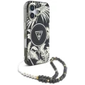 Etui Guess Palm Trees Triangle Pearl Strap MagSafe do iPhone 16 czarny