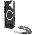 Etui Guess Palm Trees Triangle Pearl Strap MagSafe do iPhone 16 czarny
