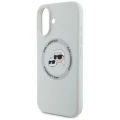 Etui Karl Lagerfeld Silicone Double Heads And Circle MagSafe do iPhone 16 beżowy