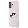Etui Karl Lagerfeld Silicone nauble Heads Print MagSafe na iPhone 16 - różowe