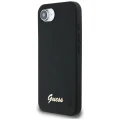 Etui Guess Silicone Script Metal Logo MagSafe na iPhone 16e - czarne