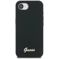 Etui Guess Silicone Script Metal Logo MagSafe na iPhone 16e - czarne