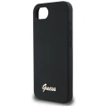 Etui Guess Silicone Script Metal Logo MagSafe na iPhone 16e - czarne