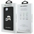 Etui Karl Lagerfeld Fixed Glitter Karl&Choupette Heads Metal Pin na iPhone 16e - czarne