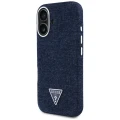 Etui Guess Denim Triangle Logo MagSafe na iPhone 16 - niebieskie