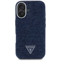 Etui Guess Denim Triangle Logo MagSafe na iPhone 16 - niebieskie