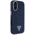 Etui Guess Denim Triangle Logo MagSafe na iPhone 16 - niebieskie