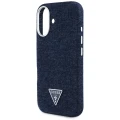 Etui Guess Denim Triangle Logo MagSafe na iPhone 16 - niebieskie