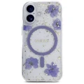 Etui Guess Resin Flowers Glitter MagSafe na iPhone 16 - fioletowe