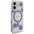 Etui Guess Resin Flowers Glitter MagSafe na iPhone 16 - fioletowe