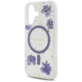 Etui Guess Resin Flowers Glitter MagSafe na iPhone 16 - fioletowe