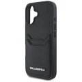 Etui Karl Lagerfeld HC Grained PU Cardslot Metal Elong na iPhone 16 - czarne