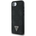 Etui Guess Grained Hot Stamp Peony Triangle Logo MagSafe na iPhone 16e - czarne