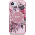 Etui Guess IML Flowers MagSafe na iPhone 16e - różowe