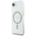 Etui Guess IML Glitter Circle MagSafe na iPhone 16e - przezroczyste