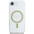 Etui Guess IML Glitter Circle MagSafe na iPhone 16e - przezroczyste