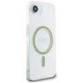 Etui Guess IML Glitter Circle MagSafe na iPhone 16e - przezroczyste